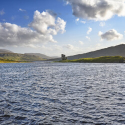Ardvreck Castle in Loch Assynt, Sutherland, Scotland