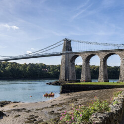 Menai Bridge from Bangor, Gwynedd, Wales