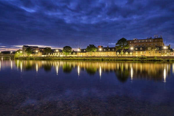 At the shores of River Ness in Inverness at night, Scotland