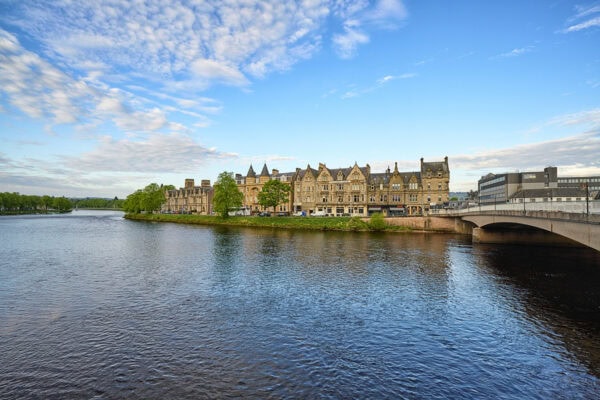 Ness Bridge over River Ness in Inverness, Scotland