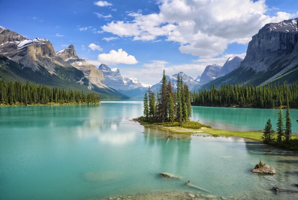 Spirit Island at Maligne Lake in Jasper National Park, Rocky Mountains, Alberta, Canada